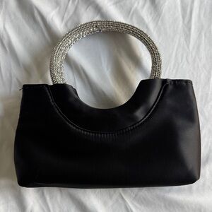 Elegant Black Handbag with Silver Accents